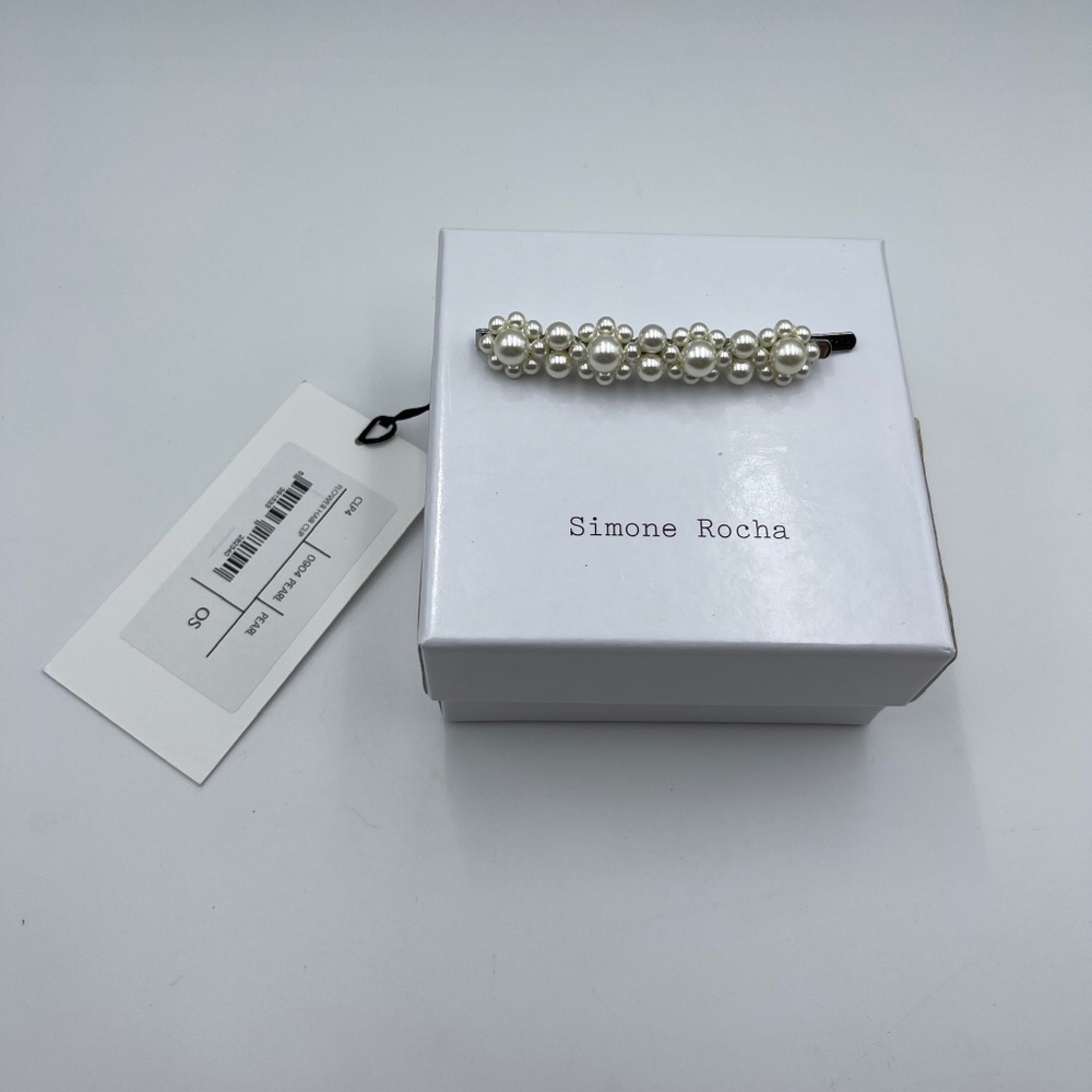 BNWT in box Simone Rocha flower hair clip Platinum Tone Pearl